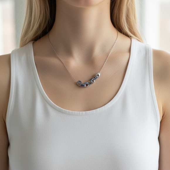 Coach Silver and Blue Necklace - Picture 3 of 7